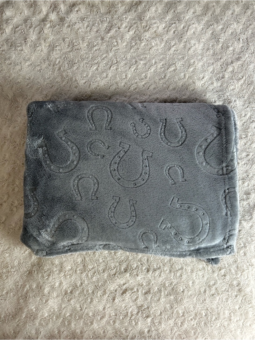SL Home Fashions Gray Horseshoe Baby Blanket Pony Shoe Cowboy